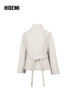 HIDEMI 进口马海毛长毛不对称领可拆卸腰带廓形大衣外套 自然白 商品缩略图6