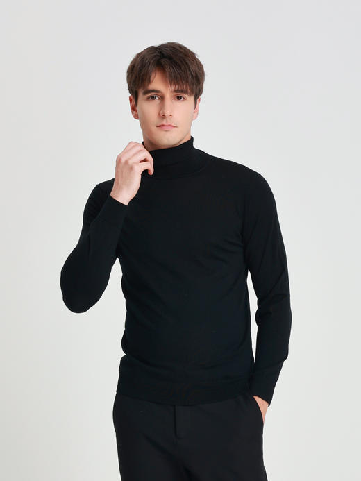 callisto璀璨黑巴素兰羊毛高领毛衣 商品图2