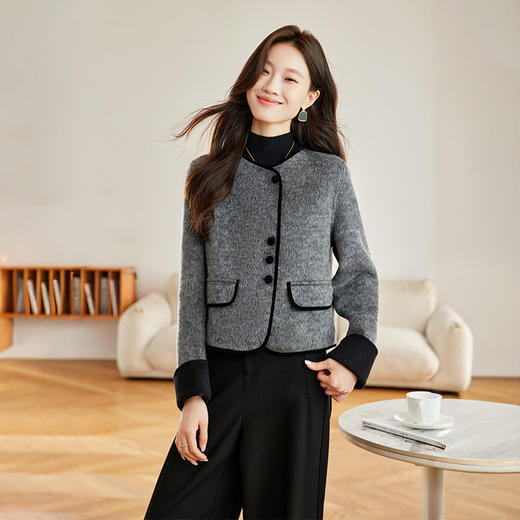 HR YJH5138韩系双面羊毛大衣气质毛呢外套 商品图1