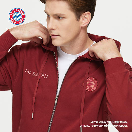 【官方正版】拜仁足球俱乐部丨深红连帽卫衣男女款运动休闲外套 商品图2