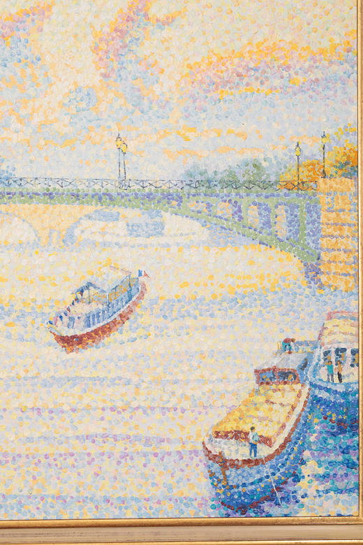 独角鹿西洋古董20世纪法国现代点彩画派名家Yvonne Canu签名创作风景主题布面油画《巴黎塞纳河畔》 商品图10