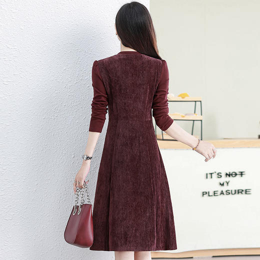中长款大码假两件连衣裙，韩版修身女装气质a字裙QYM-TYH99H196 商品图3