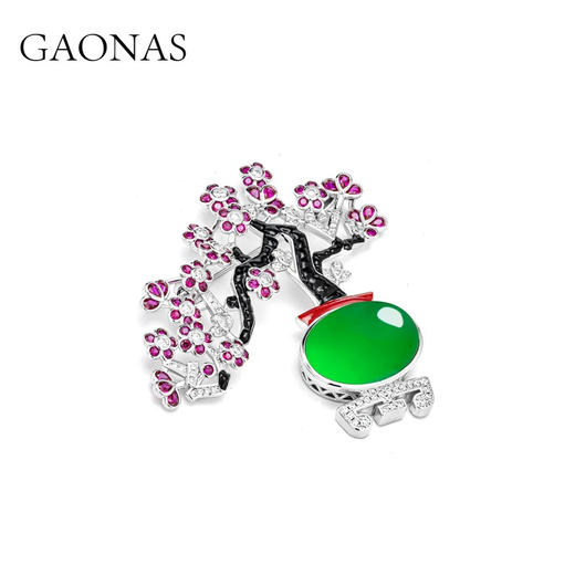 GAONAS  玲珑春色 中式盆景设计绿胸针11552ZG 商品图1
