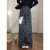 鹿向南「长廊漫步」复古蓝灰格宽松休闲裤女秋新款垂感直筒阔腿裤L58837 商品缩略图0