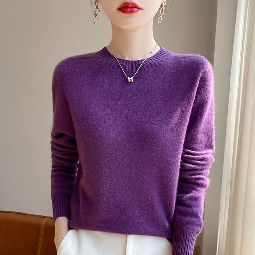 【清河羊毛羊绒专场】鹿展YBS2401 女款圆领羊毛衫 100%羊毛 商品图1