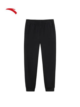 安踏运动长裤男士秋季新款跑步训练黑色束脚裤弹力卫裤152537309N