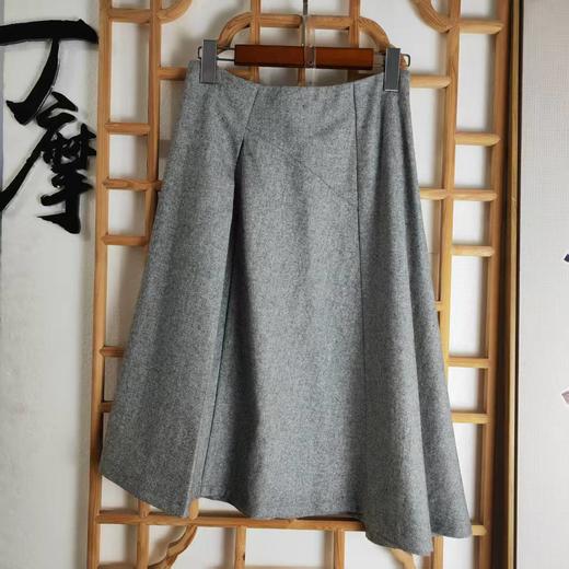 仅一件！【断码清仓】立体裁剪高腰显瘦A字大摆灰色毛呢半身裙ZFYY018 商品图1