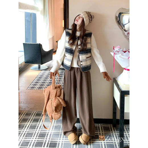 <曾小咸推荐>韩系撞色圆领马甲 商品图2