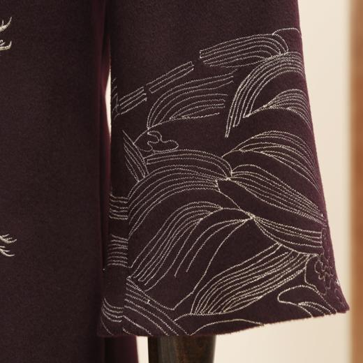 【福天华】寿服女大衣“鹤翔云海”（深紫红）百年工艺寿衣 商品图5