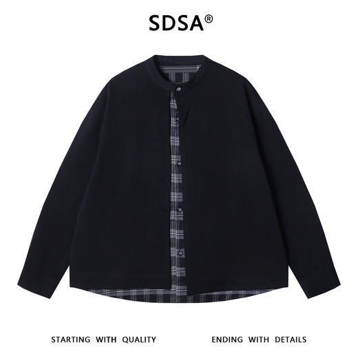 838SDSA男士秋冬新款痞帅男装韩版拼接格子纽扣开衫针织卫衣外套百搭 商品图1