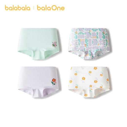 【balaOne】巴拉巴拉儿童内裤平角四角短裤女童防走光宝宝四条装 商品图2