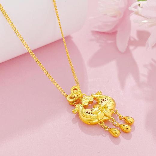 【限时克减150元】足金999 （足金999字印）5G黄金空心百合花形开百合花锁包称心如意国潮锁包调节套链(5GTL02100),(预售产品下单后不退款不退货不换货不补差价) 商品图1