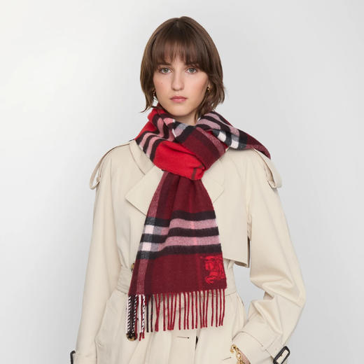 BURBERRY 巴宝莉 中性马术骑士徽标对比色格纹羊绒围巾 格子 8115314 C3383 商品图2