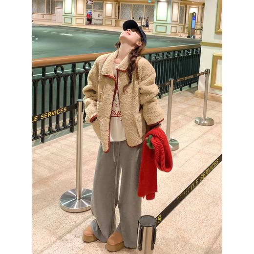 <曾小咸推荐>韩系拼接毛毛外套女 商品图1
