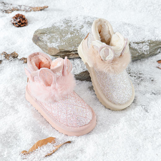 ANNIL/安奈儿童鞋女童防水雪地靴冬季加绒女孩公主宝宝棉鞋儿童靴子HG5411586 商品图1