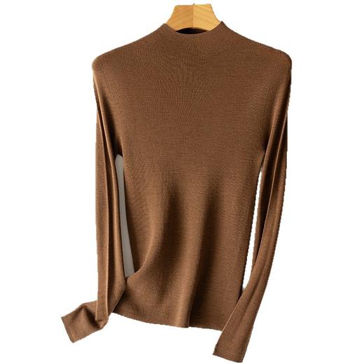 「自」全新升级【铂金会员284/天猫379/差价95】(44124)洛诗琳新款无缝一体半高领羊毛衫2025秋冬气质修身打底上衣 商品图4