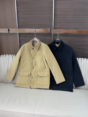 巴家25新品女士灯芯绒翻领格纹外套棉服