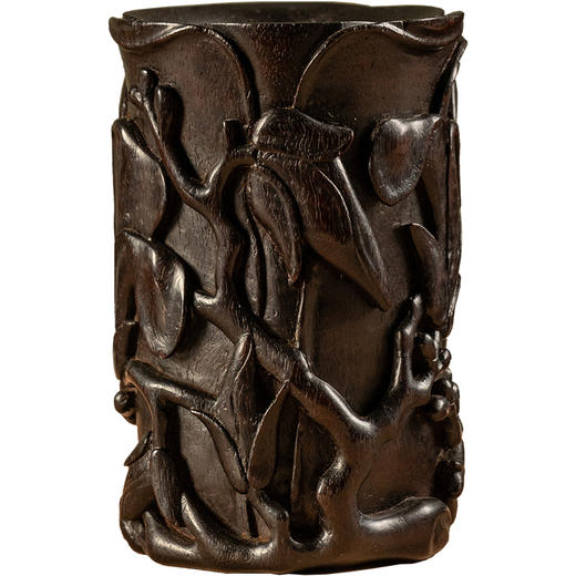 清	紫檀木雕玉兰花笔筒 商品图5