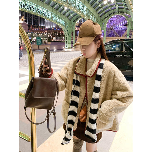 <曾小咸推荐>韩系拼接毛毛外套女 商品图4