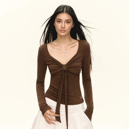 Ariseism 美式复古长袖T恤女秋季新款修身上衣 商品图0