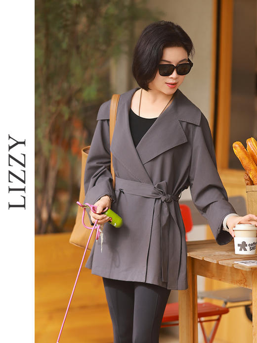 LIZZY都市休闲宽松减龄气质通勤短风衣8176 商品图1