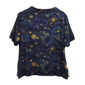 VIVIAN LIU薇薇安刘C2537312 夏女装盆领下摆侧开叉星空印花上衣