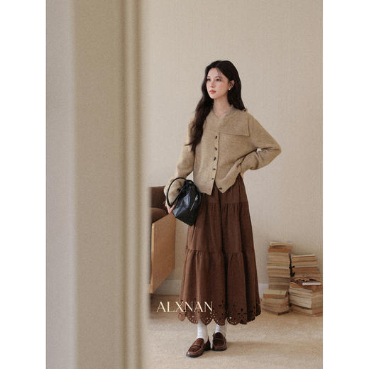 鹿向南「星辰絮语」慵懒风设计感咖色长袖毛衣女初秋宽松显瘦上衣 商品图4