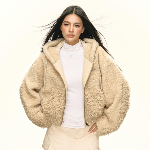 Ariseism 美式复古泰迪毛毛连帽外套女秋季新款 商品图2