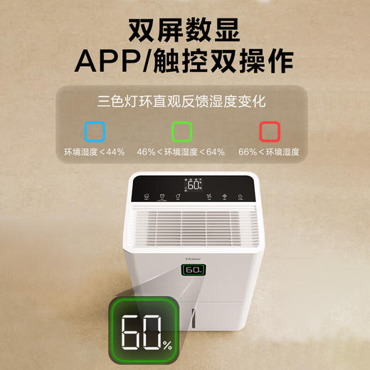 海尔（Haier）除湿机家用地下室带水管排水室内低音可净化干衣压缩机式智能app操控大功率吸湿器CF40-JYAU1 商品图2