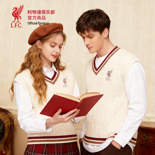【官方正版】利物浦俱乐部 | 秋季新款V领马甲白色针织背心 商品图1