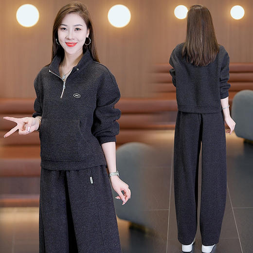 YM 8553-105时尚休闲套装时髦洋气上衣+弯刀阔腿裤 商品图1