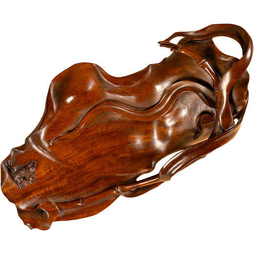 二十世纪	黄花梨雕竹枝青蛙香盘 商品图5