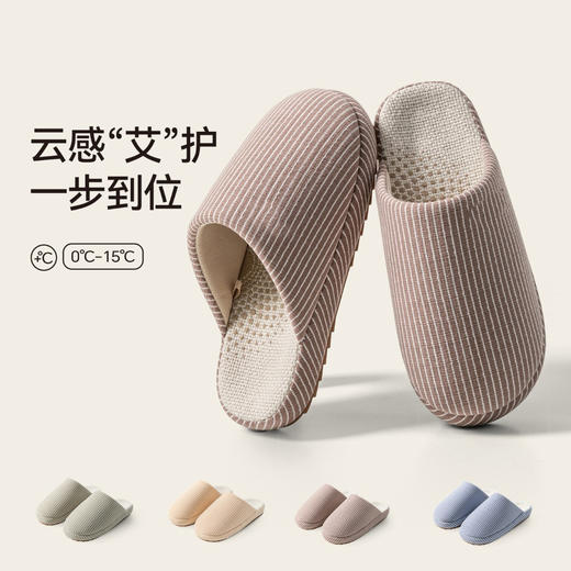 【36-42码】男/女冬季布面艾草棉拖家居拖鞋室内防滑男棉拖鞋女拖鞋【WG25657W/WG25657M】 商品图0