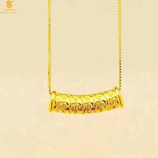 【品牌授权】【香港周六福】黄金钻石首饰 5D足金吊坠百福弯管（附赠K金项链） 商品图3