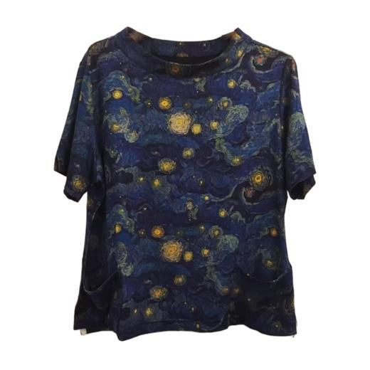 VIVIAN LIU薇薇安刘C2537312 夏女装盆领下摆侧开叉星空印花上衣 商品图4