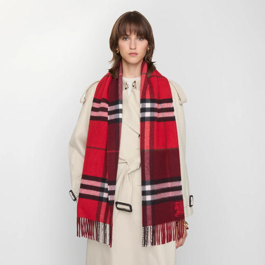BURBERRY 巴宝莉 中性马术骑士徽标对比色格纹羊绒围巾 格子 8115314 C3383 商品图4