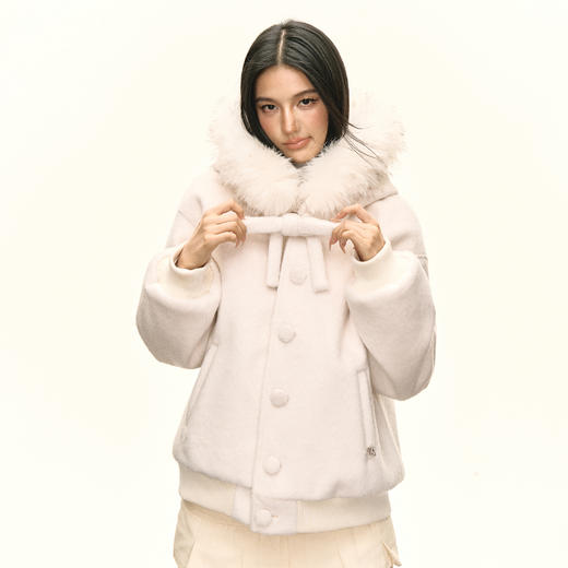 Ariseism 美式复古白色毛毛外套女秋季新款 商品图1