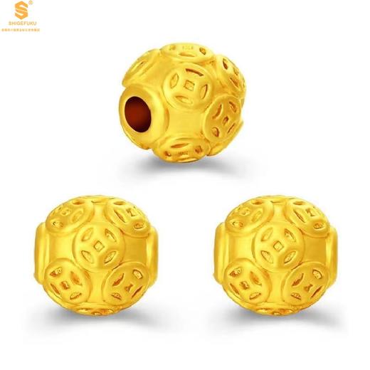 【品牌授权】【香港周六福】黄金钻石首饰 5D足金吊坠钱币珠（附赠K金项链） 商品图2