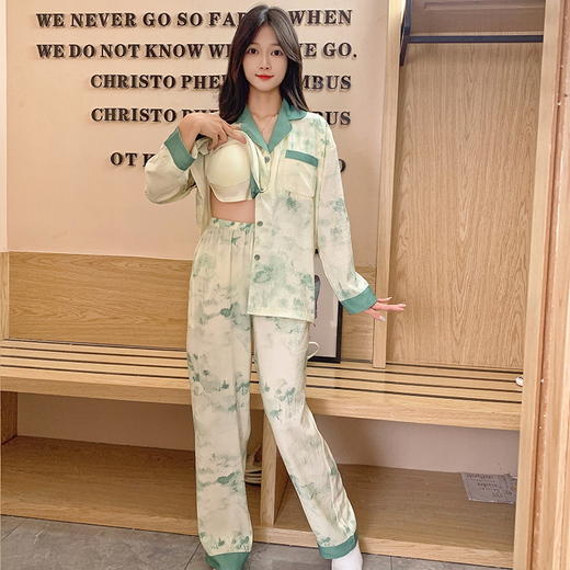 自然醒月汐（带胸垫）女士家居服云朵棉长袖长裤开衫睡衣QH 商品图11
