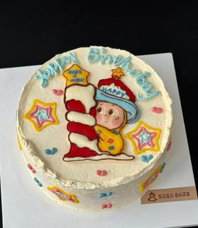 星星人手绘卡通蛋糕-低糖处理无添加