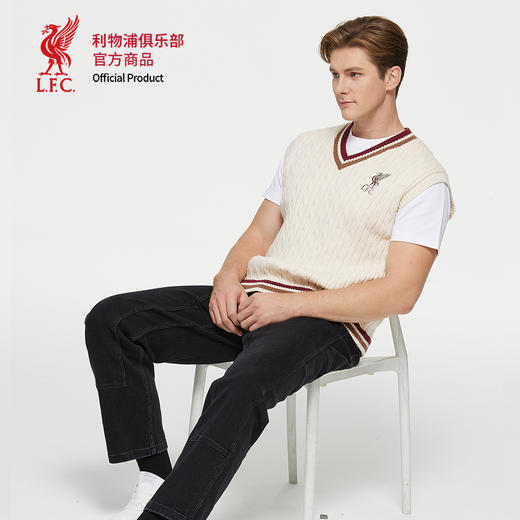 【官方正版】利物浦俱乐部 | 秋季新款V领马甲白色针织背心 商品图3