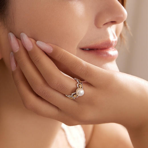 Manreya玛芮雅“星纹珠韵”淡水珍珠戒指|淡水珍珠，铜镀金 商品图5