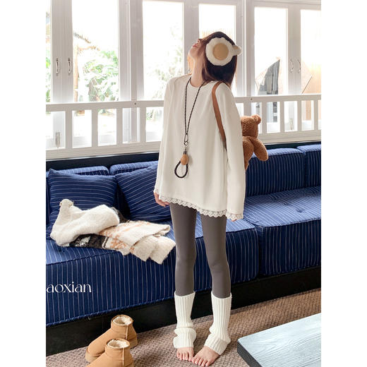 <曾小咸推荐>韩版拼接蕾丝花边T恤 商品图2