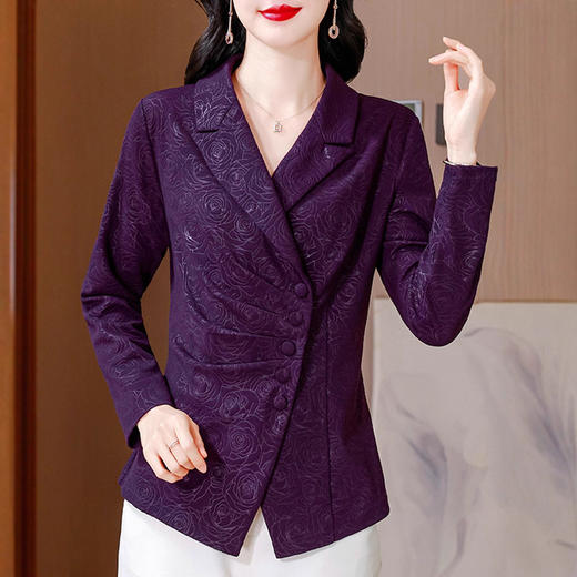 KQL A83N3305时尚弹力压花气质衬衫修身显瘦上衣 商品图1