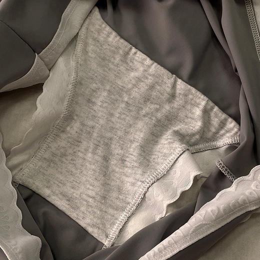 【超值7条装】新款女士黑白灰简约冰丝中腰内裤印花蕾丝边少女纯棉裆部三角裤 商品图3