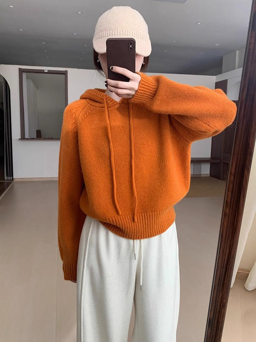 【YW】无忧购 【甄选】韩系秋冬抽绳连帽设计感卫衣针织衫宽松慵懒套头女式毛衣 412-17（截单后3-5天发货） 商品图2