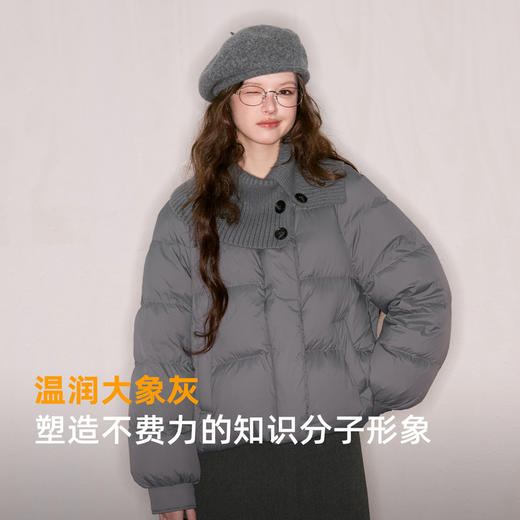 【防水易打理】三彩独醒2025冬季新款短款羽绒服90白鸭绒面包服F 商品图2