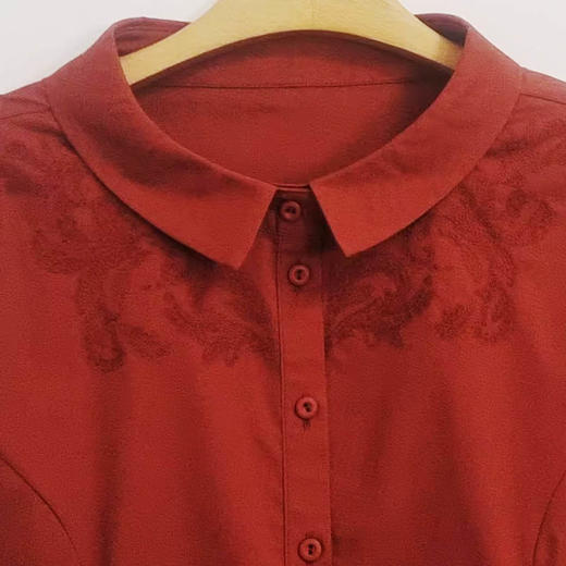 VIVIAN LIU薇薇安刘F2543001秋季女装新款小盆领七分袖收腰衬衫 商品图2