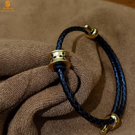  【品牌授权】【香港周六福】黄金钻石首饰 （信念）酷黑珐琅手绘转运珠情侣手绳 商品图2