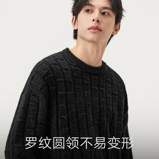 gxg.jeans男装 多色不规则纹理设计圆领毛衣针织衫线衫 25冬新品 商品图4